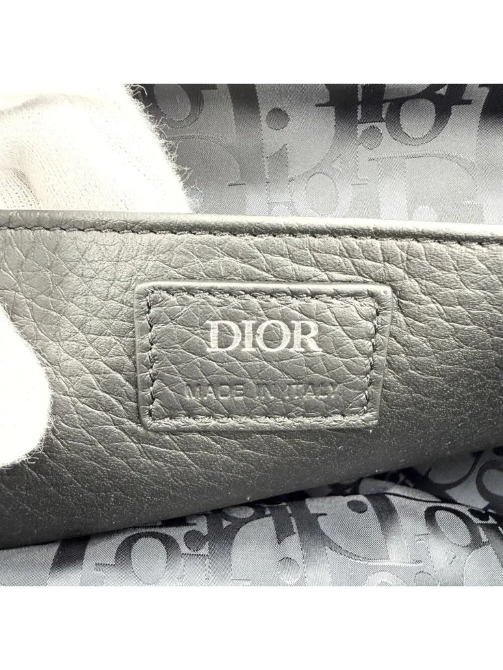 Dior Shoulder Bag Pillow Saddle Flap Crossbody Leather Black Silver